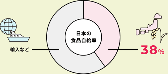 日本の食料自給率 38%